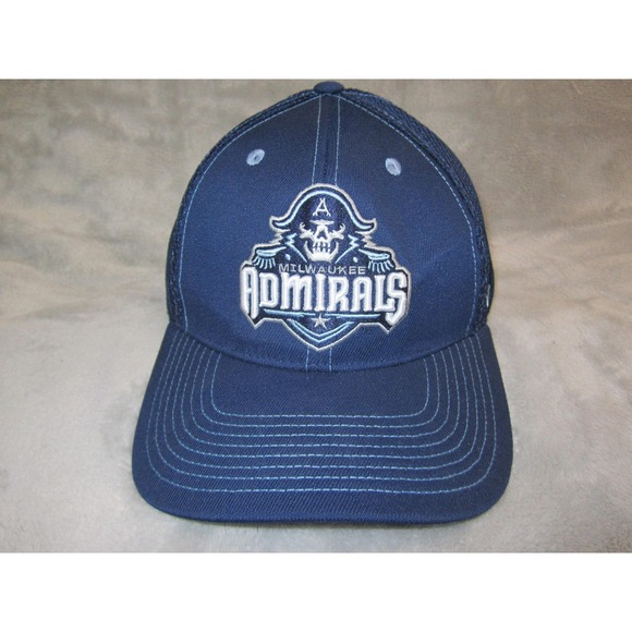 Milwaukee Admirals Hat Cap Fitted Mens Medium Navy Blue AHL Hockey Mesh Back - Picture 1 of 7